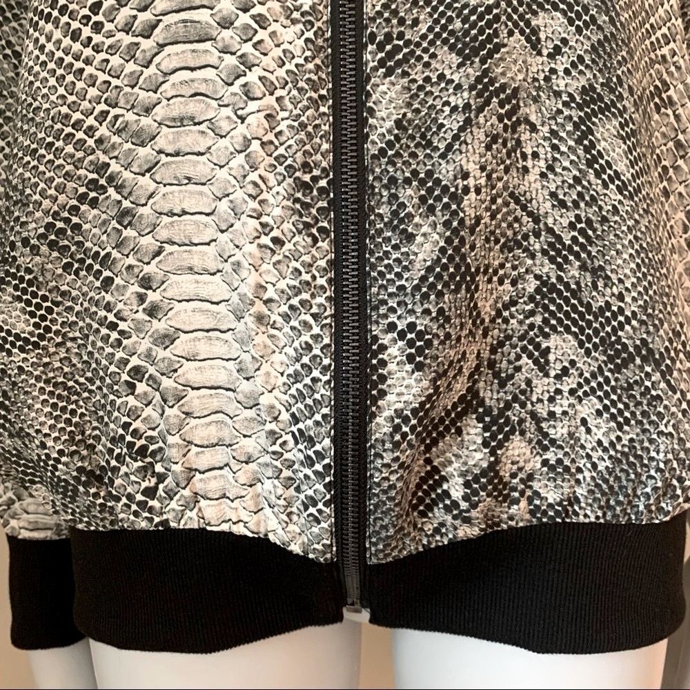 Gold Hawk Silk Python Snake Print Bomber Jacket Z… - image 8